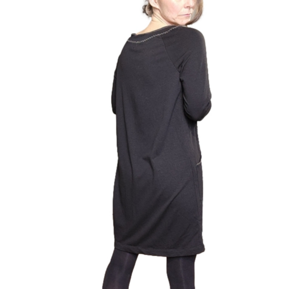 Jersey Dress Black color Embroidery Pocket Oversized MAX STUDIO NWT - Picture 6 of 15